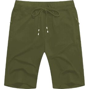 Boisouey Mens Shorts Casual Drawstring Zipper Pockets Elastic Waist in Saudi Arabia