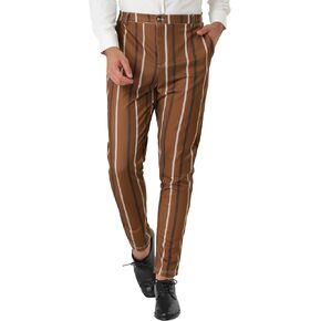 Lars Amadeus Men's Casual Striped Dress Pants Slim Fit Flat Front Contrast Color Skinny Trousers in Saudi Arabia