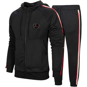 PASOK Men's Casual Tracksuit Set Long Sleeve Full-Zip Running Jogging Athletic Sweat Suits
