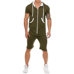 COOFANDY Mens Onesie Rompers مريح سحاب قطعة واحدة بذلة قصيرة الأكمام مع جيوب in Kuwait