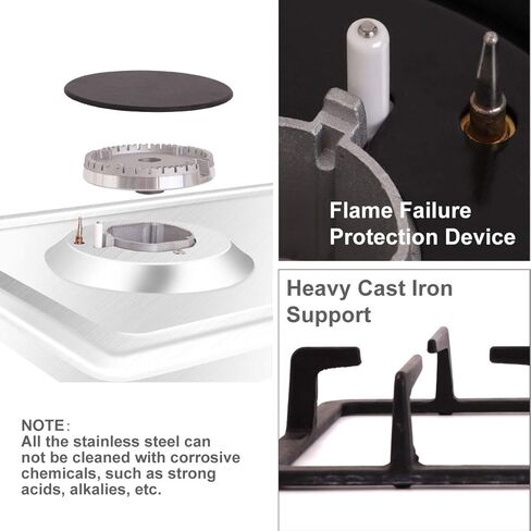 NOXTON 30cm Built-in Domino Gas Cooktop, Gas Stove Top 2 Sealed Burners, Black Glass Cooker Hob 2 Burners with LPG Kit & FFD Plug, 110V~240V in Kuwait