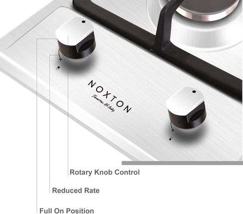 NOXTON 30cm Built-in Domino Gas Cooktop, Gas Stove Top 2 Sealed Burners, Black Glass Cooker Hob 2 Burners with LPG Kit & FFD Plug, 110V~240V in Kuwait