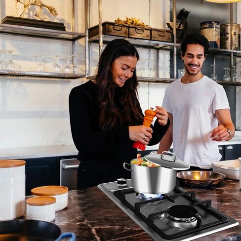 NOXTON 30cm Built-in Domino Gas Cooktop, Gas Stove Top 2 Sealed Burners, Black Glass Cooker Hob 2 Burners with LPG Kit & FFD Plug, 110V~240V in Kuwait