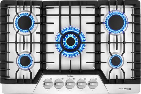 Gas Cooktop 30 Inch, GASLAND Chef PRO GH2305SF 5 Burner Gas Stove, Built-in NG/LPG Convertible Gas Cooktops, Gas Countertop Plug-in with Thermocouple Protection, Stainless Steel in Saudi Arabia