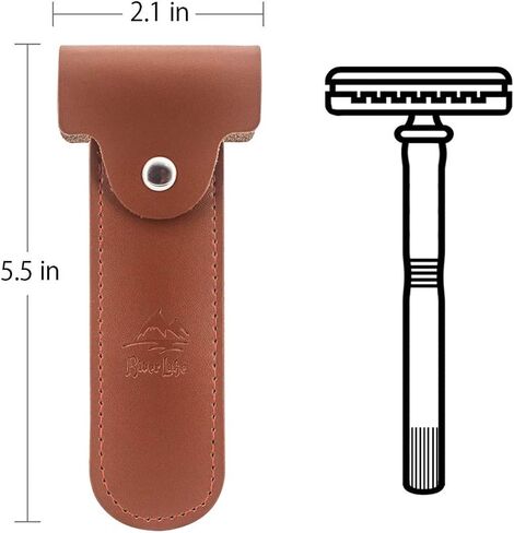 Genuine Leather Case Razor Protective Travel Case RIVERLAKE for Safety Razor's Double Edge Safety Case Cover Shaving Pouch Holder/Travel Case (Protective Case, Black) in Saudi Arabia