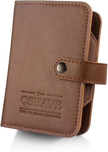 QSHAVE Razor Travel Case, Leather Shaving Protective Case with Compartment for Double Edge Safety Razor, Shaving Brush, blades and Nail Clipper Brown (Case Only) in Saudi Arabia