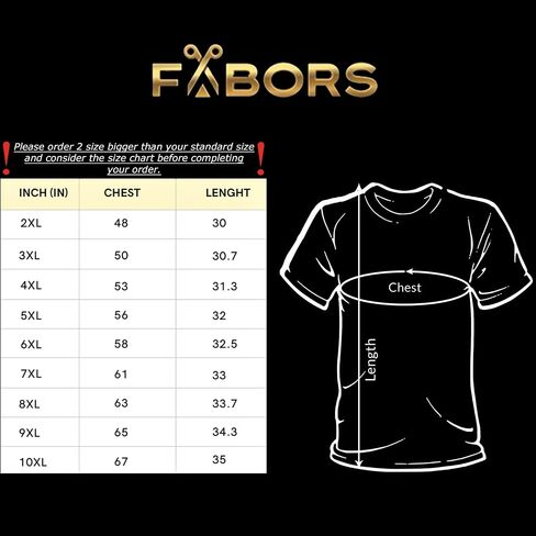 تي شيرت Fabors كبير وطويل للرجال - 100% قطن، رقبة دائرية، ثقيل الوزن|2XL-10XL in Kuwait