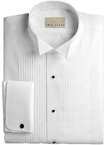 EZ Tuxedo Neil Allyn 1/4 Pleat Cotton Wing Collar Shirt with French Cuffs in Kuwait