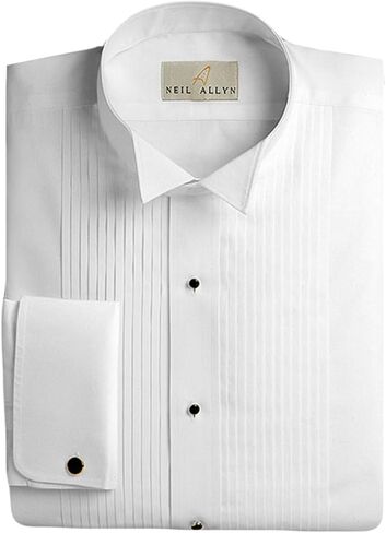 قميص Neil Allyn Men's Tuxedo مصنوع من القطن 100% بياقة مطوية 1/4 بوصة in Saudi Arabia