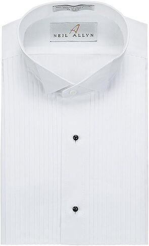 Neil Allyn Mens Tuxedo Shirt Poly/Cotton Wing Collar 1/4 Inch Pleat (18.5 - 32/33) White in Saudi Arabia