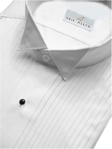 Neil Allyn Mens Tuxedo Shirt Poly/Cotton Wing Collar 1/4 Inch Pleat (18.5 - 32/33) White in Saudi Arabia
