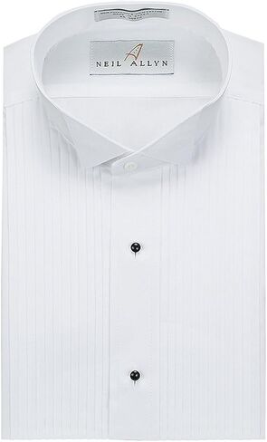 قميص سهرة للرجال من Neil Allyn من البوليستر/القطن ياقة جناح 1/4 بوصة مطوية, أبيض, 17" Neck 32"-33" Sleeve in Saudi Arabia