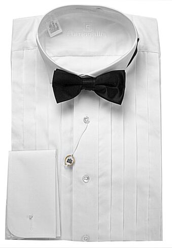 NEIL ALLYN Fumagalli's Men's 100% Cotton Wing Collar, French Cuff, Tuxedo Shirt with Bow-Tie in Saudi Arabia