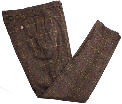 Mens Wool Blend Tweed Slim Fit Check Plaid Casual Dress Suit Separate Pant in Saudi Arabia