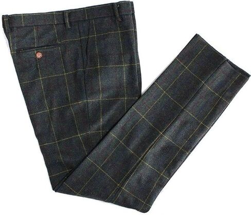 Mens Wool Blend Tweed Slim Fit Check Plaid Casual Dress Suit Separate Pant in Saudi Arabia
