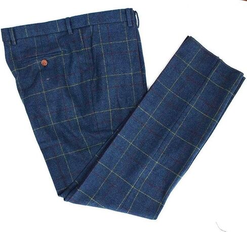 Mens Wool Blend Tweed Slim Fit Check Plaid Casual Dress Suit Separate Pant in Saudi Arabia
