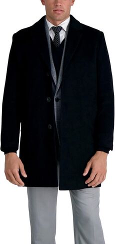 Haggar Men's Mid-Length Single Breasted Brushed Twill Topcoat in Saudi Arabia