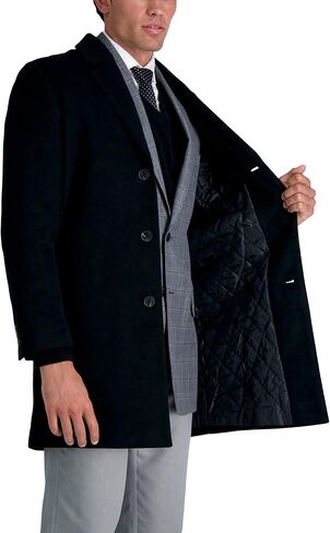 Haggar Men's Mid-Length Single Breasted Brushed Twill Topcoat in Saudi Arabia