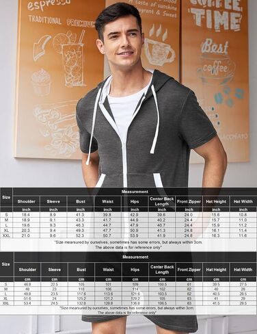 COOFANDY Tracksuit Short Sleeve Zipper Drawstring Casual Set for Men Amy Green, Small in Saudi Arabia
