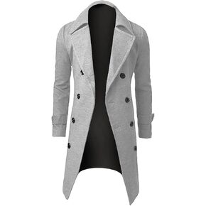 Ymosrh Mens Winter Jackets Men Slim Stylish Trench Coat Double Breasted Long Jacket Coat Leather Jacket in Saudi Arabia