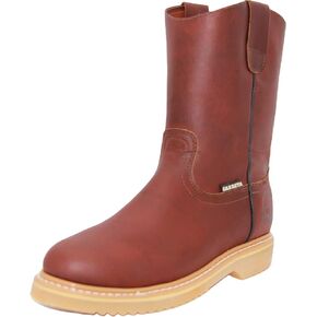 Men's 9" Pull-On Leather Soft Toe Work Boot Brown in Saudi Arabia