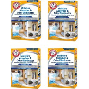 Arm & Hammer Moisture Absorber & Odor Eliminator 16oz Hanging Bag, 4 Pack (8 Bags Total) Eliminates Musty Odors & Freshens Air for Closets, Laundry Rooms, Mud Rooms in Kuwait