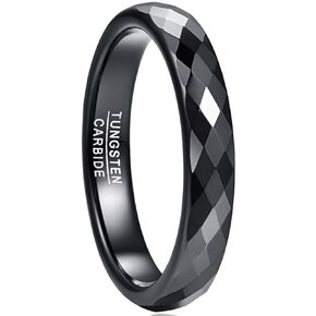 NUNCAD 4mm Tungsten Carbide Ring Wedding Bands for Women Black/Rose Gold/Blue Polished Finish Faceted Wedding Ring Comfort Fit Size 6-13 in Saudi Arabia