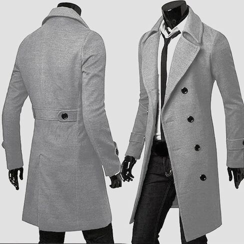 Ymosrh Mens Winter Jackets Men Slim Stylish Trench Coat Double Breasted Long Jacket Coat Leather Jacket in Saudi Arabia