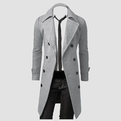 Ymosrh Mens Winter Jackets Men Slim Stylish Trench Coat Double Breasted Long Jacket Coat Leather Jacket in Saudi Arabia