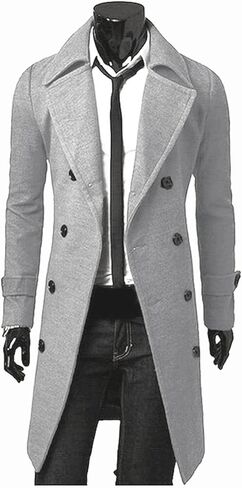 Ymosrh Mens Winter Jackets Men Slim Stylish Trench Coat Double Breasted Long Jacket Coat Leather Jacket in Saudi Arabia