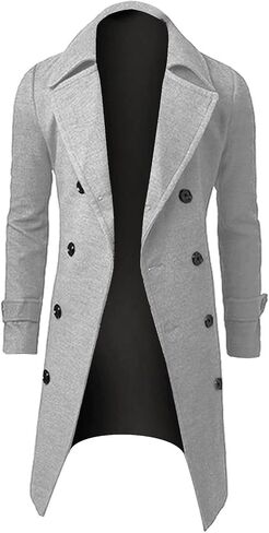 Ymosrh Mens Winter Jackets Men Slim Stylish Trench Coat Double Breasted Long Jacket Coat Leather Jacket in Saudi Arabia