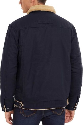 BIYLACLESEN Men's Sherpa Lined Trucker Jacket Lapel Cotton Cargo Jacket Casual Button Military Jacket Warm Winter Parka in Kuwait