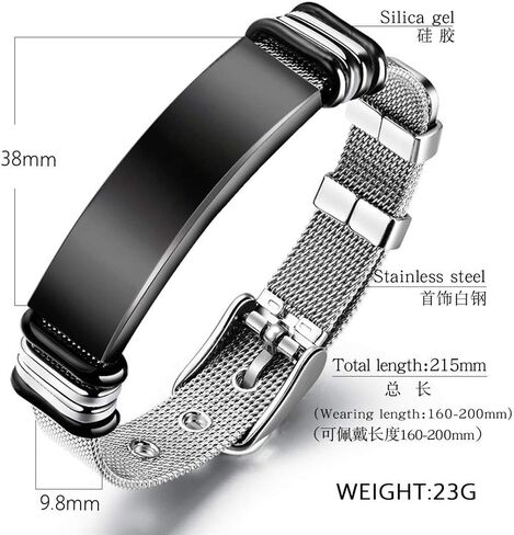 Medical Alert ID Bracelets for Men Women Stainless Steel Adjustable Mesh Belt Chain Cuff Bracelet Health Alert Identification Bracelet Allergy Awareness Bracelet in Kuwait
