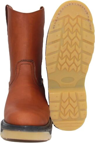 Men's Pull On Leather Work Boot Soft Toe Double Density Sole in Saudi Arabia