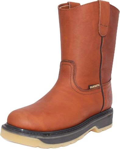 Men's Pull On Leather Work Boot Soft Toe Double Density Sole in Saudi Arabia