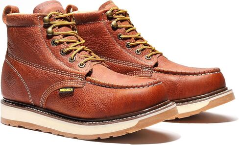 Bonanza Boots Frontier Dual 6" Work Boots for Men - Premium Leather Moc Toe, Steel Toe with Light-weight Dual Density Comfort Wedge Outsole; ASTM Rated in Saudi Arabia