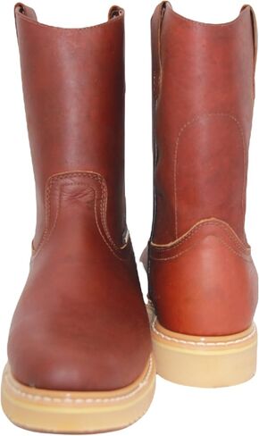 Men's 9" Pull-On Leather Soft Toe Work Boot Brown in Saudi Arabia