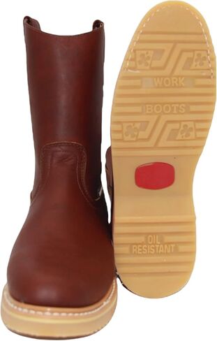 Men's 9" Pull-On Leather Soft Toe Work Boot Brown in Saudi Arabia