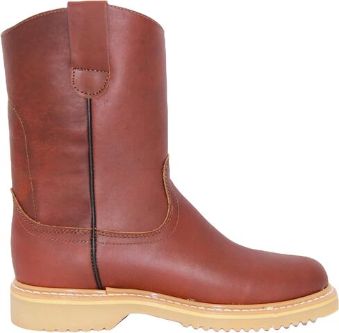 Men's 9" Pull-On Leather Soft Toe Work Boot Brown in Saudi Arabia