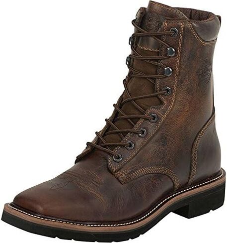 Justin Men's Stampede Lace-Up Work Boot Soft Toe Brown 12 D(M) US in Kuwait