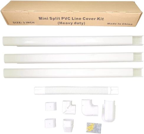Generico Mini Split AC Line Set Cover Kit, 3" Decorative White Professional Grade PVC Kit Provides 12 FT Line Coverage for Ductless Mini Split Air Conditioners and Heat Pumps in Saudi Arabia