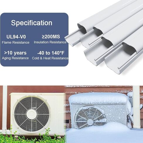 Generico Mini Split AC Line Set Cover Kit, 3" Decorative White Professional Grade PVC Kit Provides 12 FT Line Coverage for Ductless Mini Split Air Conditioners and Heat Pumps in Saudi Arabia