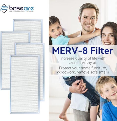 BASEAIRE 4 Pack MERV-8 Filter Replacement Set for Crawl Space/Basement Dehumidifiers Airwerx55, Airwerx65X in Saudi Arabia