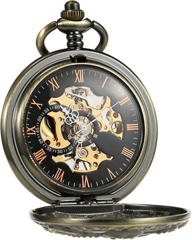 ساعة جيب للرجال عتيقة من تريويتو بتصميم الأخطبوط الجوف اليد لف الميكانيكية للرجال فوب ساعات للرجال، برونز, برونزي in Kuwait