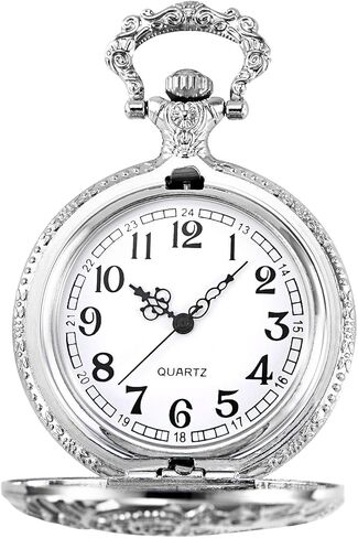 ساعة الجيب مورفونج ساعة بخار قطار كوارتز فوب للرجال والنساء مع سلسلة، فضي، فضي, فضي in Kuwait