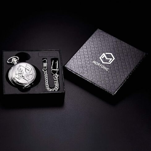 ساعة الجيب مورفونج ساعة بخار قطار كوارتز فوب للرجال والنساء مع سلسلة، فضي، فضي, فضي in Kuwait