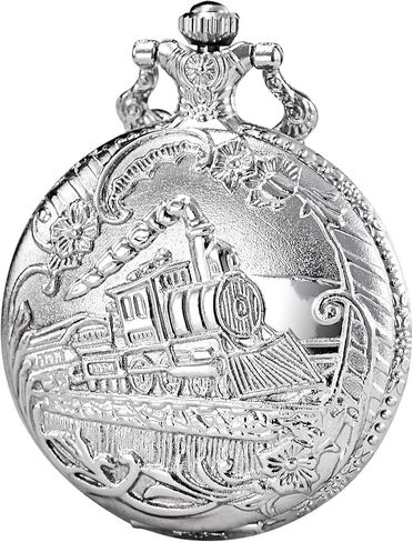 ساعة الجيب مورفونج ساعة بخار قطار كوارتز فوب للرجال والنساء مع سلسلة، فضي، فضي, فضي in Kuwait