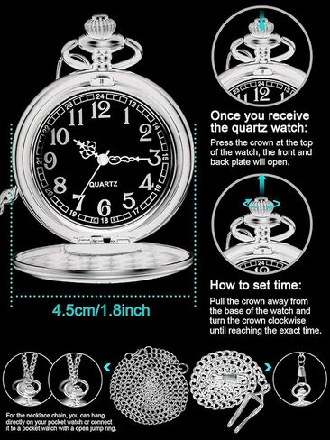 ساعة الجيب مورفونج ساعة بخار قطار كوارتز فوب للرجال والنساء مع سلسلة، فضي، فضي, فضي in Kuwait