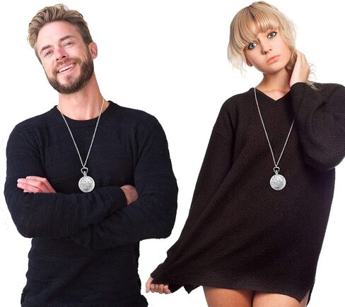 ساعة الجيب مورفونج ساعة بخار قطار كوارتز فوب للرجال والنساء مع سلسلة، فضي، فضي, فضي in Kuwait