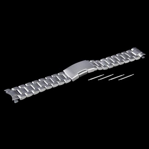 Stainless Steel Watch Band, Curved Ends 22mm Metal Watch Band Strap Replacement Bracelet with Spring Bars Stainless Steel Link Watch Bands for Women Men in Kuwait